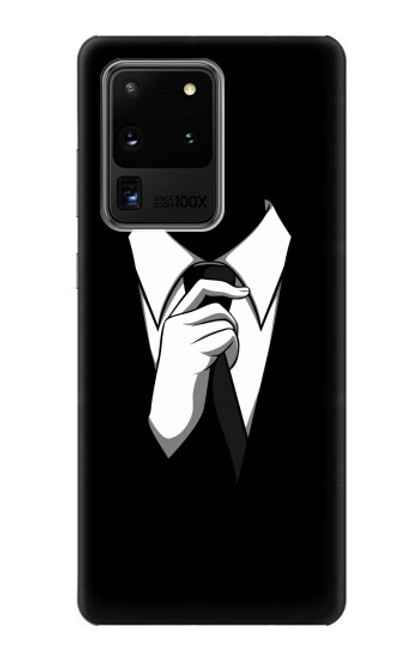 W1591 Anonymous Man in Black Suit Hard Case and Leather Flip Case For Samsung Galaxy S20 Ultra