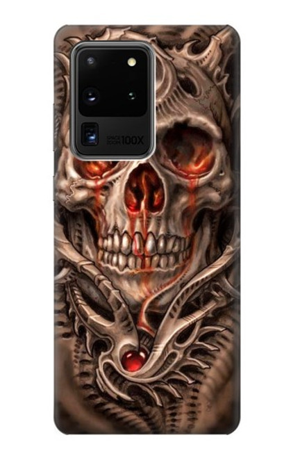 W1675 Skull Blood Tattoo Hard Case and Leather Flip Case For Samsung Galaxy S20 Ultra