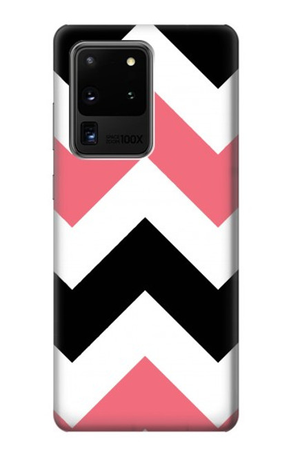 W1849 Pink Black Chevron Zigzag Hard Case and Leather Flip Case For Samsung Galaxy S20 Ultra