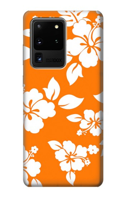 W2245 Hawaiian Hibiscus Orange Pattern Hard Case and Leather Flip Case For Samsung Galaxy S20 Ultra