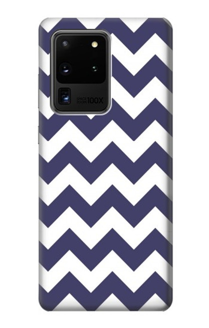 W2345 Navy Blue Shavron Zig Zag Pattern Hard Case and Leather Flip Case For Samsung Galaxy S20 Ultra