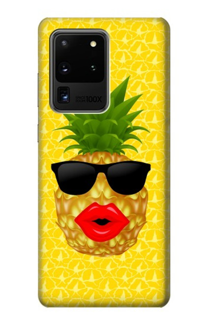 W2443 Funny Pineapple Sunglasses Kiss Hard Case and Leather Flip Case For Samsung Galaxy S20 Ultra