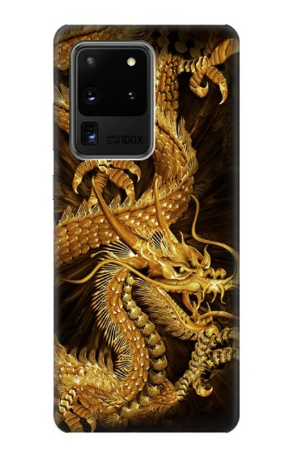 W2804 Chinese Gold Dragon Printed Hard Case and Leather Flip Case For Samsung Galaxy S20 Ultra