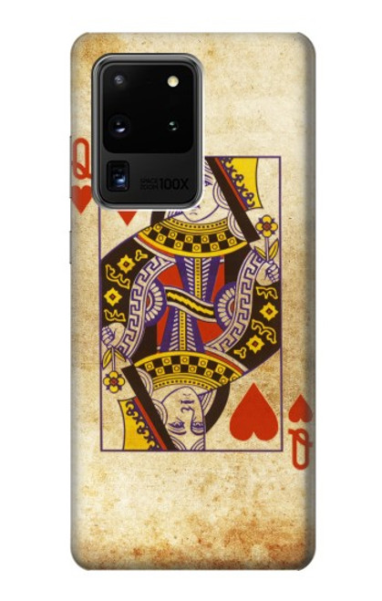 W2833 Poker Card Queen Hearts Hard Case and Leather Flip Case For Samsung Galaxy S20 Ultra