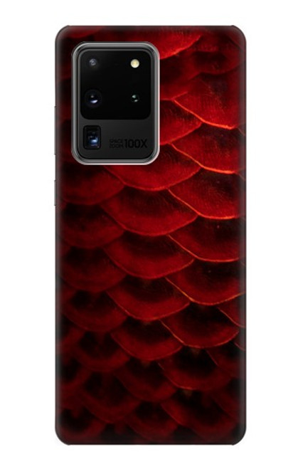 W2879 Red Arowana Fish Scale Hard Case and Leather Flip Case For Samsung Galaxy S20 Ultra