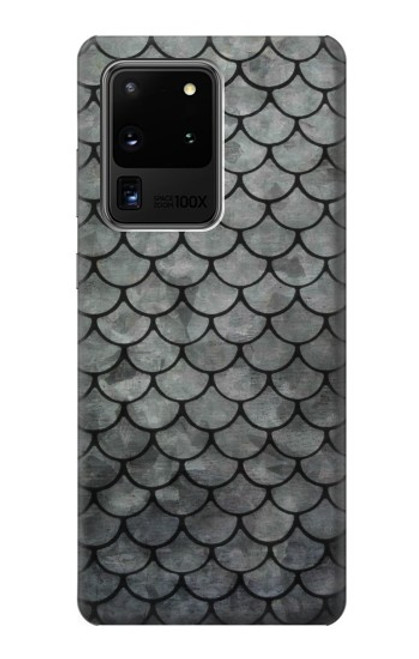 W2950 Silver Fish Scale Hard Case and Leather Flip Case For Samsung Galaxy S20 Ultra