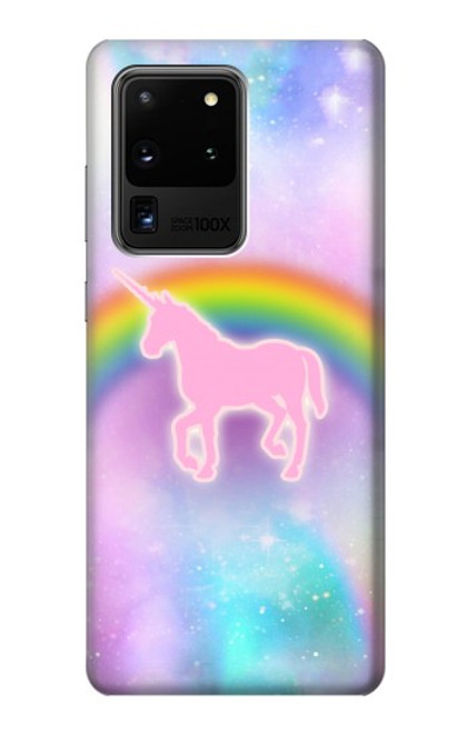 W3070 Rainbow Unicorn Pastel Sky Hard Case and Leather Flip Case For Samsung Galaxy S20 Ultra