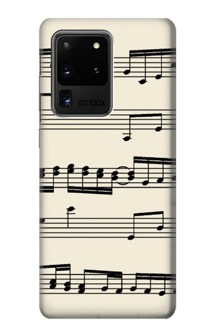 W3082 Music Sheet Hard Case and Leather Flip Case For Samsung Galaxy S20 Ultra