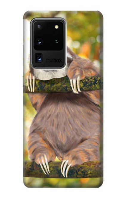 W3138 Cute Baby Sloth Paint Hard Case and Leather Flip Case For Samsung Galaxy S20 Ultra