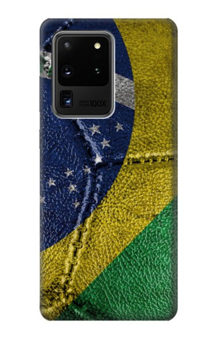 W3297 Brazil Flag Vintage Football Graphic Hard Case and Leather Flip Case For Samsung Galaxy S20 Ultra