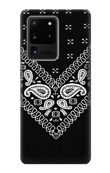 W3363 Bandana Black Pattern Hard Case and Leather Flip Case For Samsung Galaxy S20 Ultra