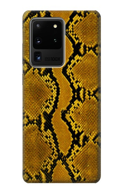 W3365 Yellow Python Skin Graphic Print Hard Case and Leather Flip Case For Samsung Galaxy S20 Ultra