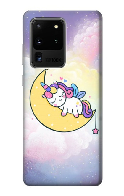 W3485 Cute Unicorn Sleep Hard Case and Leather Flip Case For Samsung Galaxy S20 Ultra