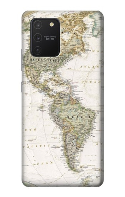 W0604 World Map Hard Case and Leather Flip Case For Samsung Galaxy S10 Lite