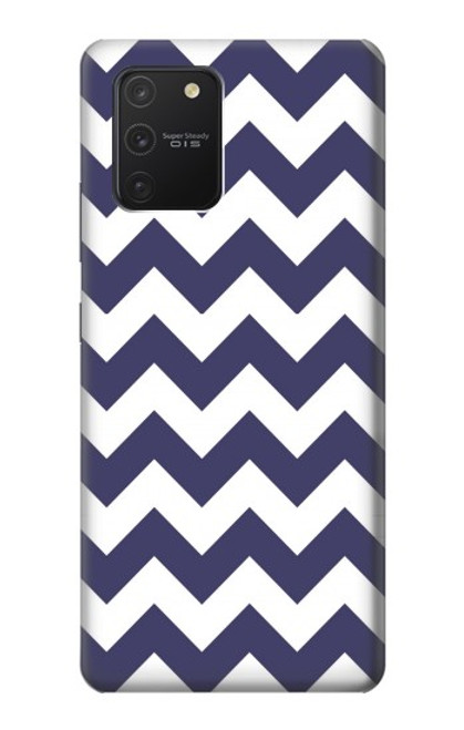 W2345 Navy Blue Shavron Zig Zag Pattern Hard Case and Leather Flip Case For Samsung Galaxy S10 Lite