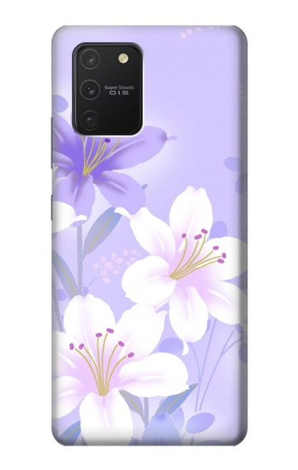 W2361 Purple White Flowers Hard Case and Leather Flip Case For Samsung Galaxy S10 Lite