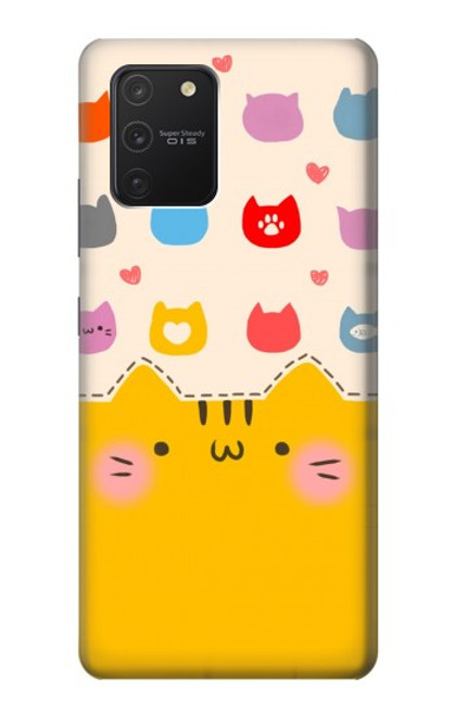 W2442 Cute Cat Cartoon Funny Hard Case and Leather Flip Case For Samsung Galaxy S10 Lite