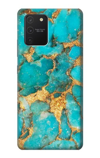 W2906 Aqua Turquoise Stone Hard Case and Leather Flip Case For Samsung Galaxy S10 Lite