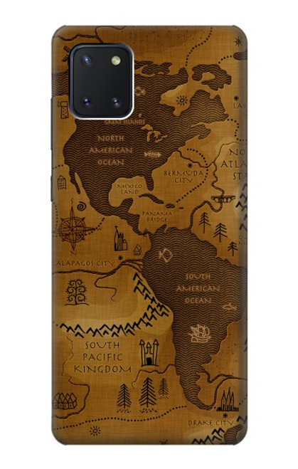 W2861 Antique World Map Hard Case and Leather Flip Case For Samsung Galaxy Note10 Lite