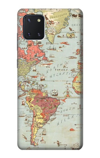 W3418 Vintage World Map Hard Case and Leather Flip Case For Samsung Galaxy Note10 Lite