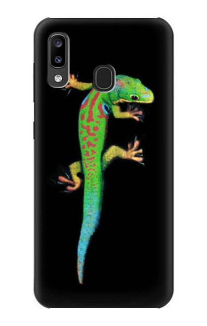 W0125 Green Madagascan Gecko Hard Case and Leather Flip Case For Samsung Galaxy A20, Galaxy A30