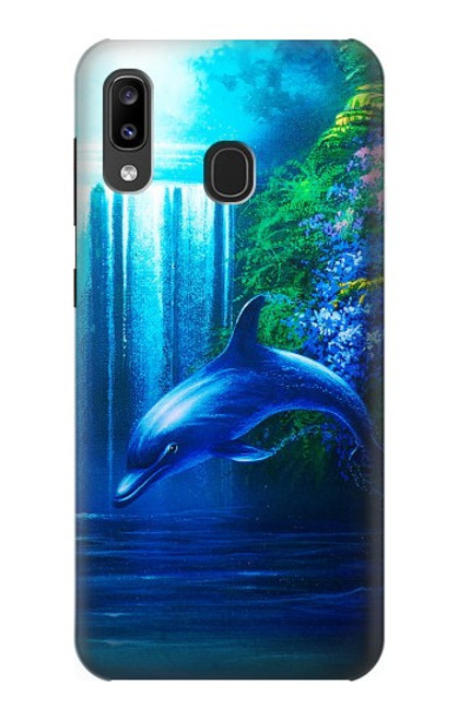 W0385 Dolphin Hard Case and Leather Flip Case For Samsung Galaxy A20, Galaxy A30