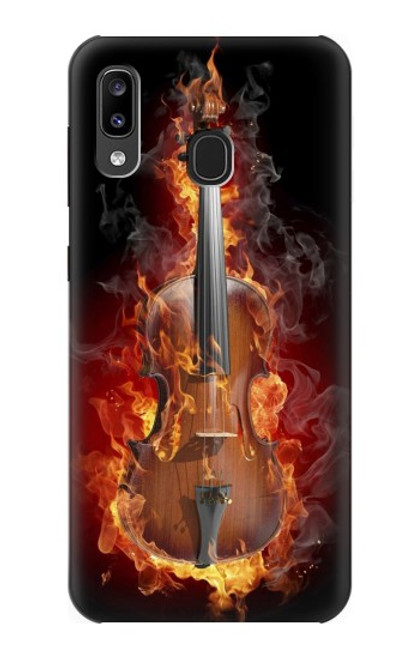 W0864 Fire Violin Hard Case and Leather Flip Case For Samsung Galaxy A20, Galaxy A30