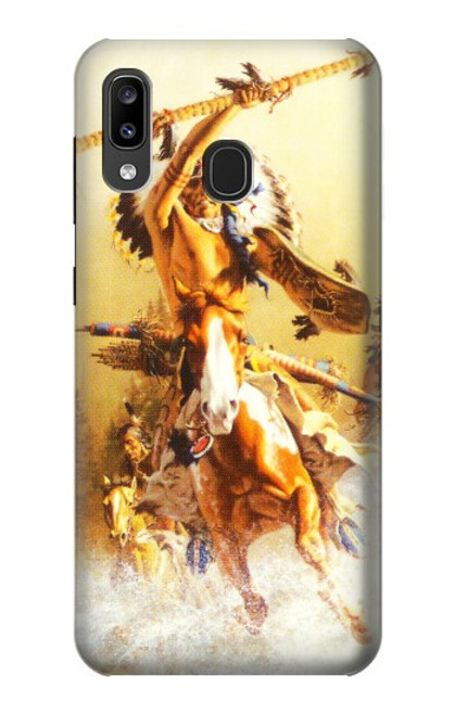 W1087 Red Indian Warrior Hard Case and Leather Flip Case For Samsung Galaxy A20, Galaxy A30