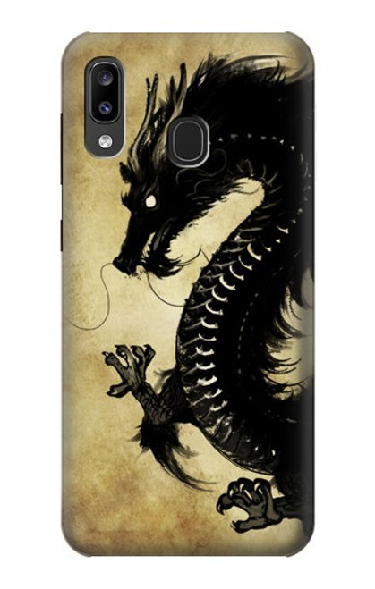 W1482 Black Dragon Painting Hard Case and Leather Flip Case For Samsung Galaxy A20, Galaxy A30