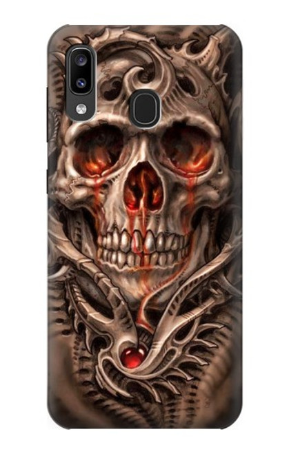 W1675 Skull Blood Tattoo Hard Case and Leather Flip Case For Samsung Galaxy A20, Galaxy A30