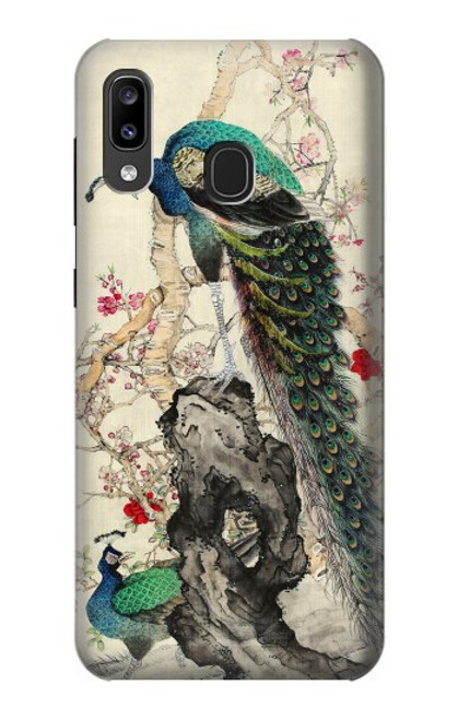 W2086 Peacock Painting Hard Case and Leather Flip Case For Samsung Galaxy A20, Galaxy A30