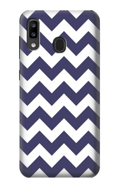 W2345 Navy Blue Shavron Zig Zag Pattern Hard Case and Leather Flip Case For Samsung Galaxy A20, Galaxy A30