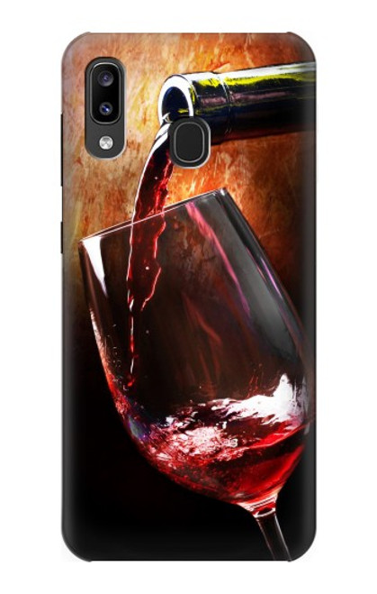 W2396 Red Wine Bottle And Glass Hard Case and Leather Flip Case For Samsung Galaxy A20, Galaxy A30