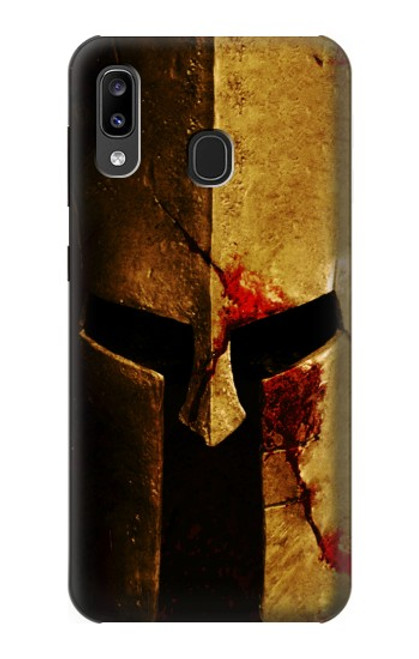 W2439 Warrior Spartan Helmet Hard Case and Leather Flip Case For Samsung Galaxy A20, Galaxy A30