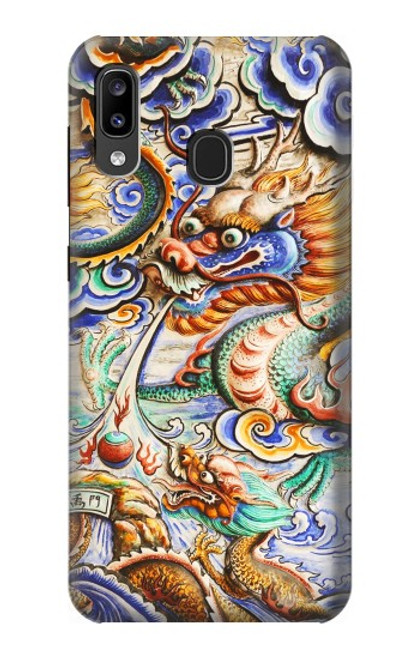 W2584 Traditional Chinese Dragon Art Hard Case and Leather Flip Case For Samsung Galaxy A20, Galaxy A30