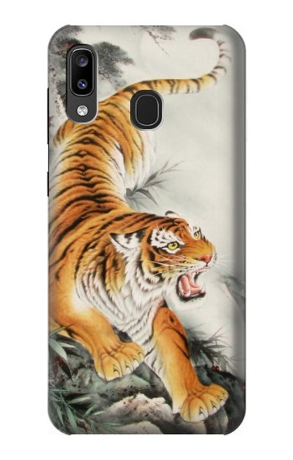 W2751 Chinese Tiger Brush Painting Hard Case and Leather Flip Case For Samsung Galaxy A20, Galaxy A30