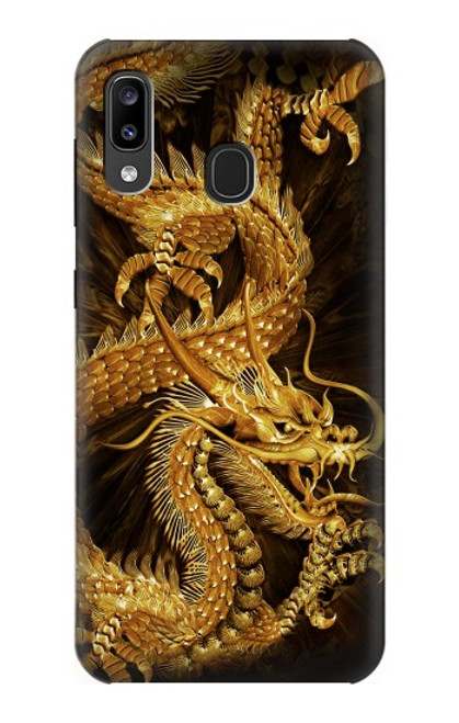 W2804 Chinese Gold Dragon Printed Hard Case and Leather Flip Case For Samsung Galaxy A20, Galaxy A30