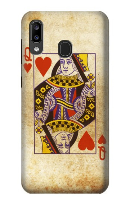 W2833 Poker Card Queen Hearts Hard Case and Leather Flip Case For Samsung Galaxy A20, Galaxy A30