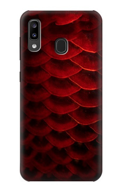 W2879 Red Arowana Fish Scale Hard Case and Leather Flip Case For Samsung Galaxy A20, Galaxy A30