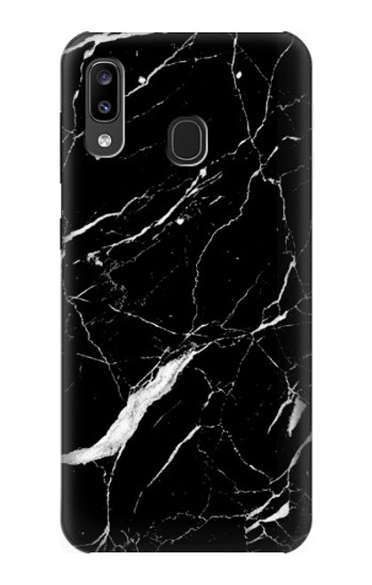 W2895 Black Marble Graphic Printed Hard Case and Leather Flip Case For Samsung Galaxy A20, Galaxy A30