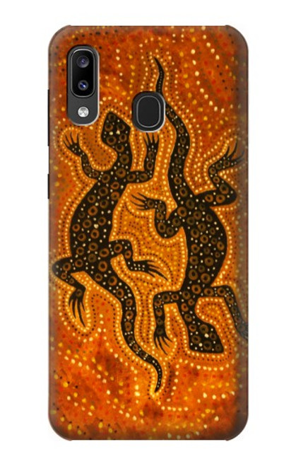 W2901 Lizard Aboriginal Art Hard Case and Leather Flip Case For Samsung Galaxy A20, Galaxy A30