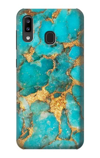 W2906 Aqua Turquoise Stone Hard Case and Leather Flip Case For Samsung Galaxy A20, Galaxy A30