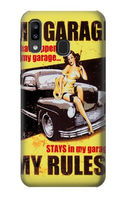 W3198 My Garage Pinup Girl Hard Case and Leather Flip Case For Samsung Galaxy A20, Galaxy A30