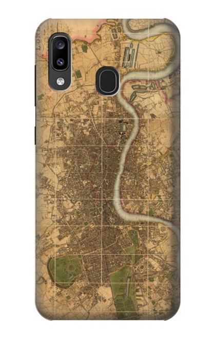 W3230 Vintage Map of London Hard Case and Leather Flip Case For Samsung Galaxy A20, Galaxy A30