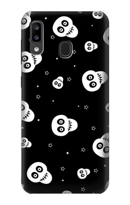 W3261 Smile Skull Halloween Pattern Hard Case and Leather Flip Case For Samsung Galaxy A20, Galaxy A30