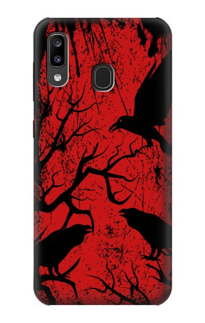 W3325 Crow Black Blood Tree Hard Case and Leather Flip Case For Samsung Galaxy A20, Galaxy A30