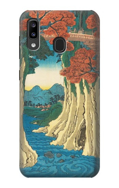 W3348 Utagawa Hiroshige The Monkey Bridge Hard Case and Leather Flip Case For Samsung Galaxy A20, Galaxy A30