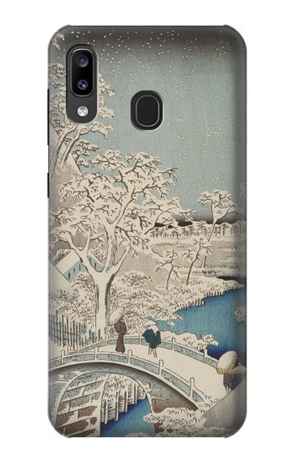 W3350 Utagawa Hiroshige Drum Bridge Yuhi Hill in Meguro Hard Case and Leather Flip Case For Samsung Galaxy A20, Galaxy A30