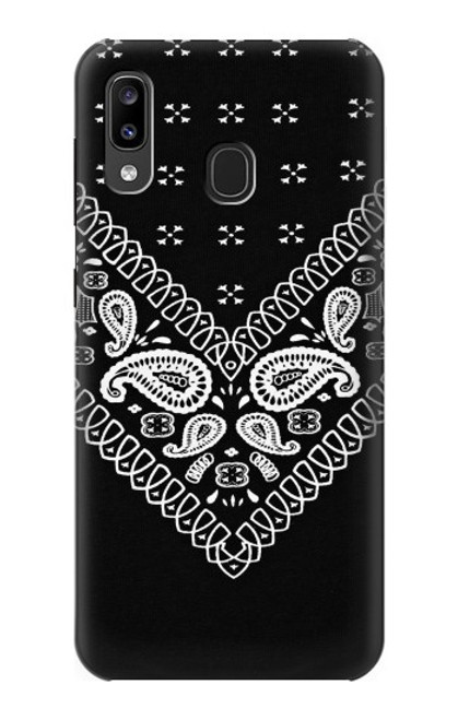 W3363 Bandana Black Pattern Hard Case and Leather Flip Case For Samsung Galaxy A20, Galaxy A30