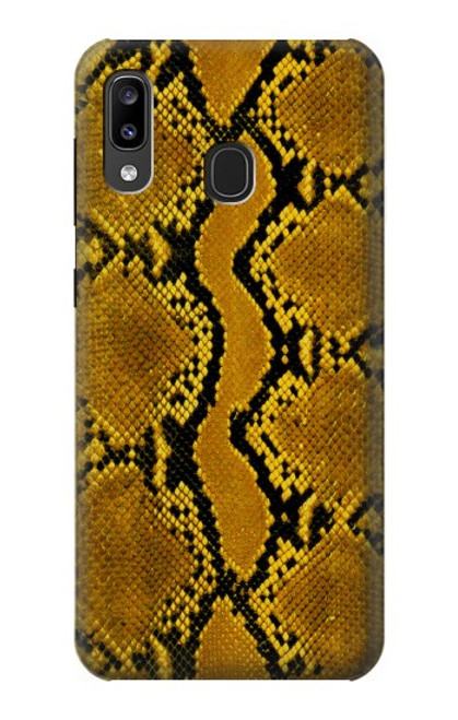 W3365 Yellow Python Skin Graphic Print Hard Case and Leather Flip Case For Samsung Galaxy A20, Galaxy A30